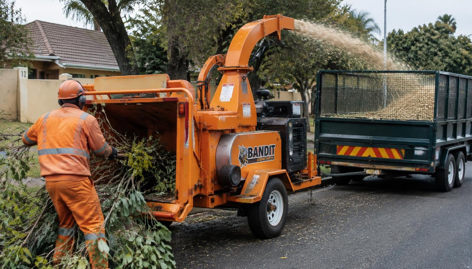 Chipping branches on the verge